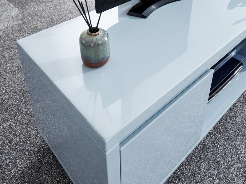 GFW TV Unit Polar High Gloss Led TV Unit Grey Bed Kings