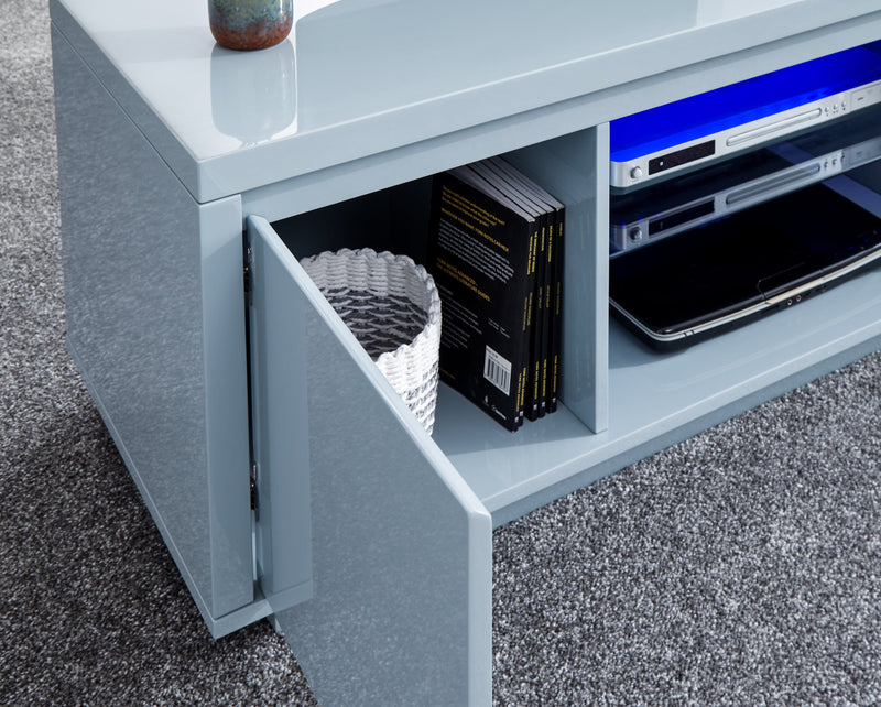 GFW TV Unit Polar High Gloss Led TV Unit Grey Bed Kings