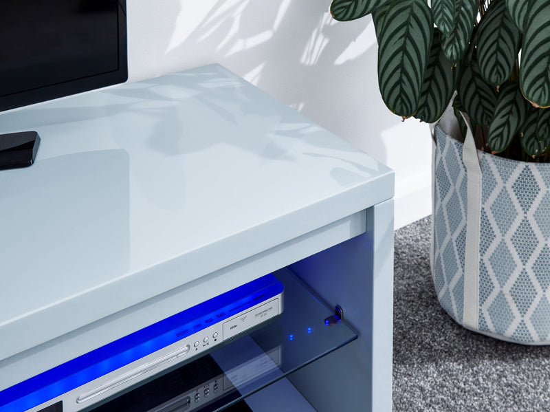 GFW TV Unit Polar High Gloss Led TV Unit Grey Bed Kings