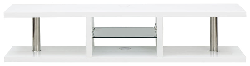 GFW TV Unit Polar High Gloss Wall Mounted Led Tv Unit White Bed Kings