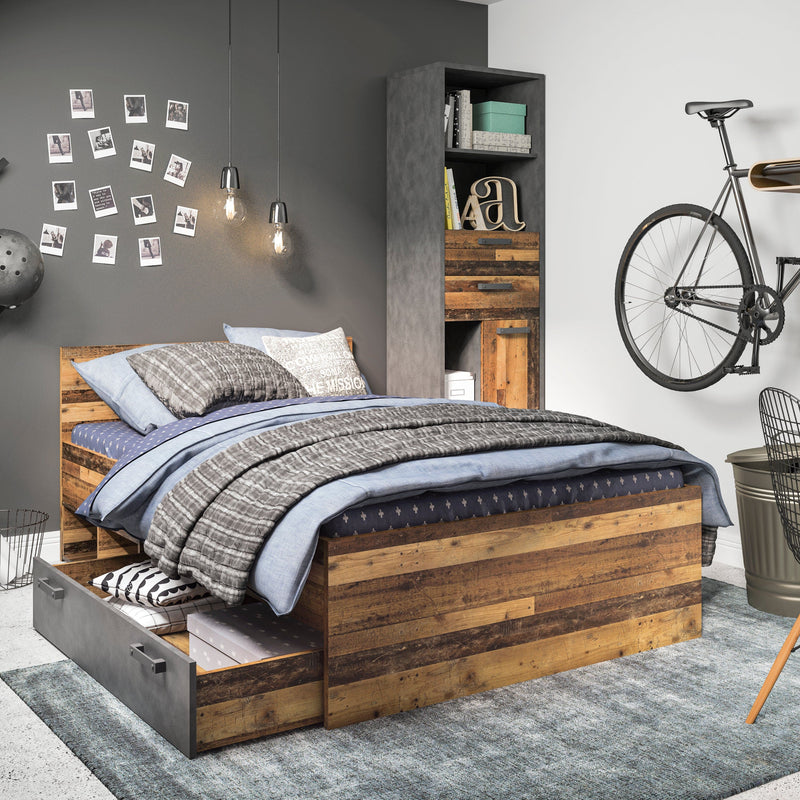 FTG Underbed Storage Brooklyn Underbed Drawer in Walnut and Dark Matera Grey Bed Kings