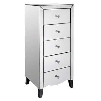 LPD Chest Of Drawers Valentina 5 Drawer Mirrored Chest Bed Kings