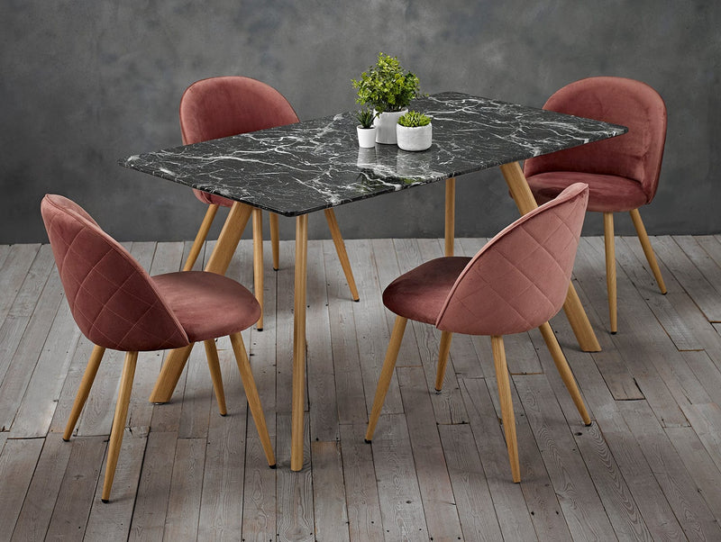 LPD Dining Table Venice Black Dining Table Marble Effect Bed Kings