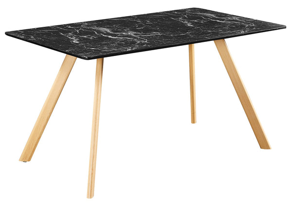 LPD Dining Table Venice Black Dining Table Marble Effect Bed Kings