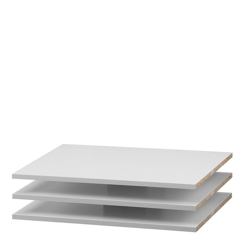 FTG Wardrobe Accessory Verona - Set of 3 Shelves - Narrow (for 120cm wardrobe) in White Bed Kings