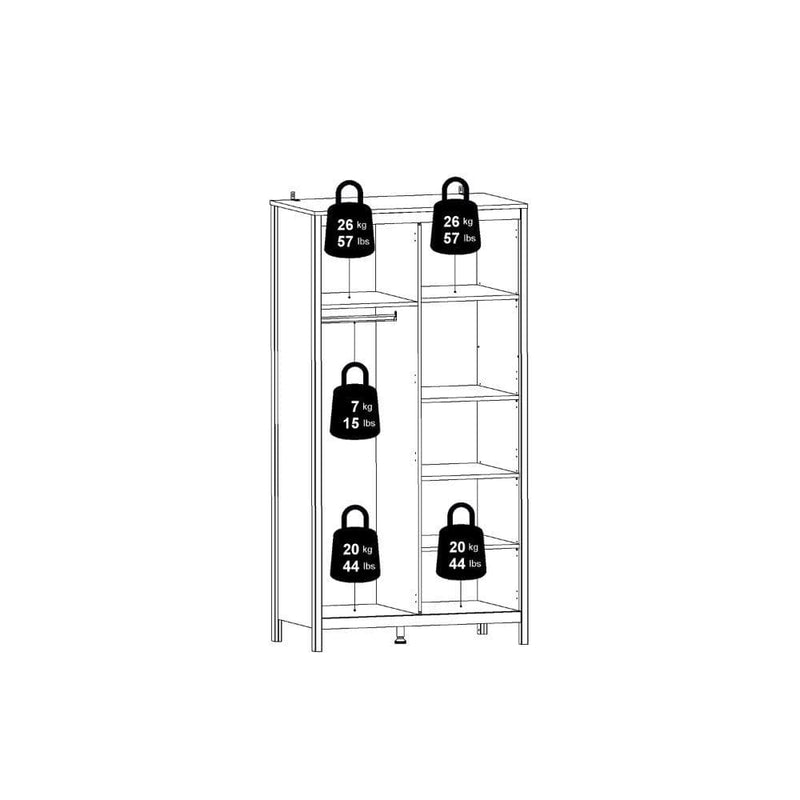 FTG Wardrobe Barcelona Wardrobe With 2 Doors In White Bed Kings