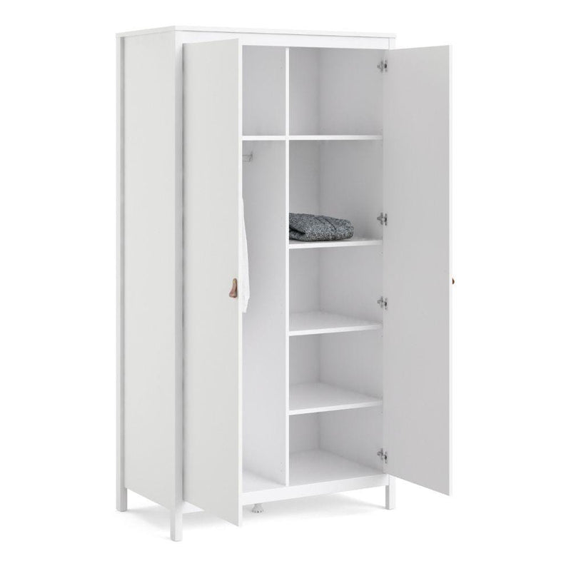 FTG Wardrobe Barcelona Wardrobe With 2 Doors In White Bed Kings