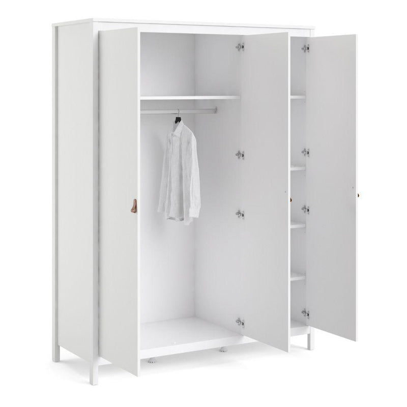 FTG Wardrobe Barcelona Wardrobe With 3 Doors In White Bed Kings