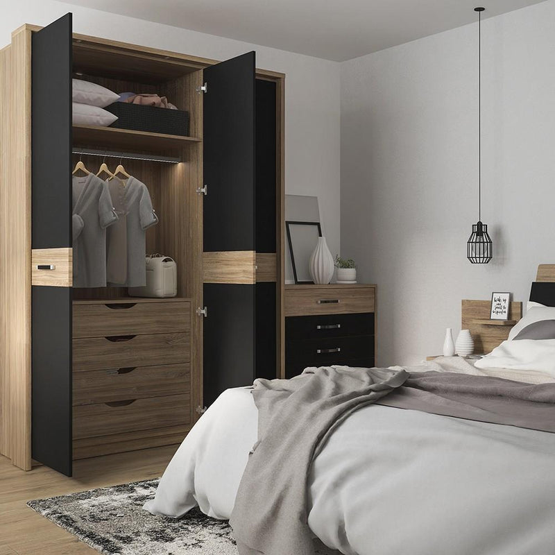 FTG Wardrobe CLEARANCE Monaco 3 door wardrobe with mirror door Bed Kings