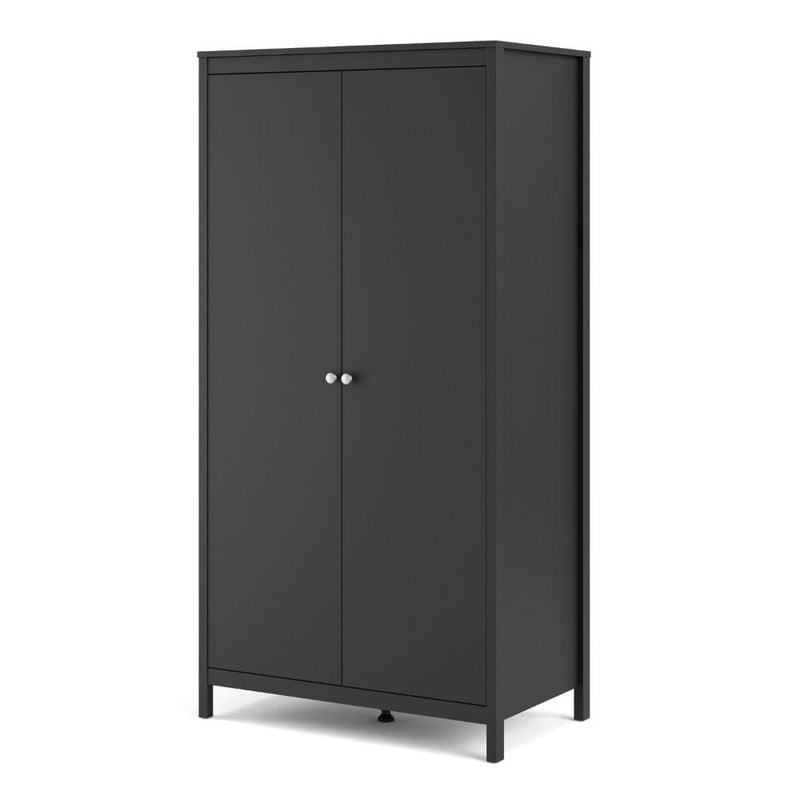 FTG Wardrobe Madrid Wardrobe With 2 Doors In Matt Black Bed Kings