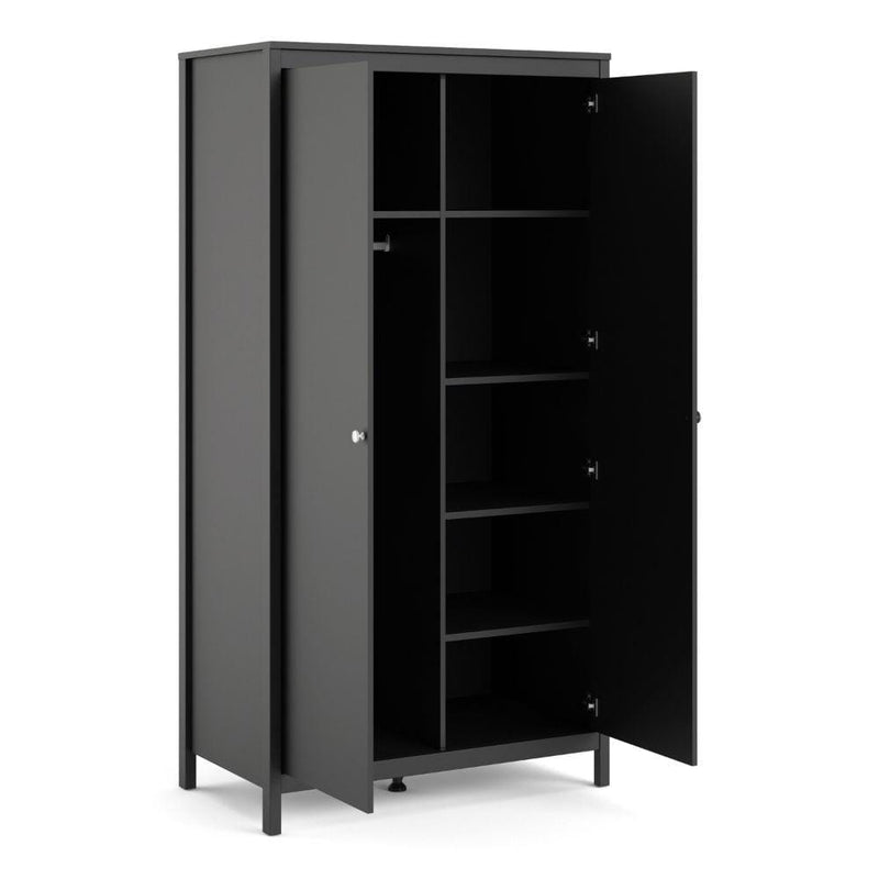 FTG Wardrobe Madrid Wardrobe With 2 Doors In Matt Black Bed Kings