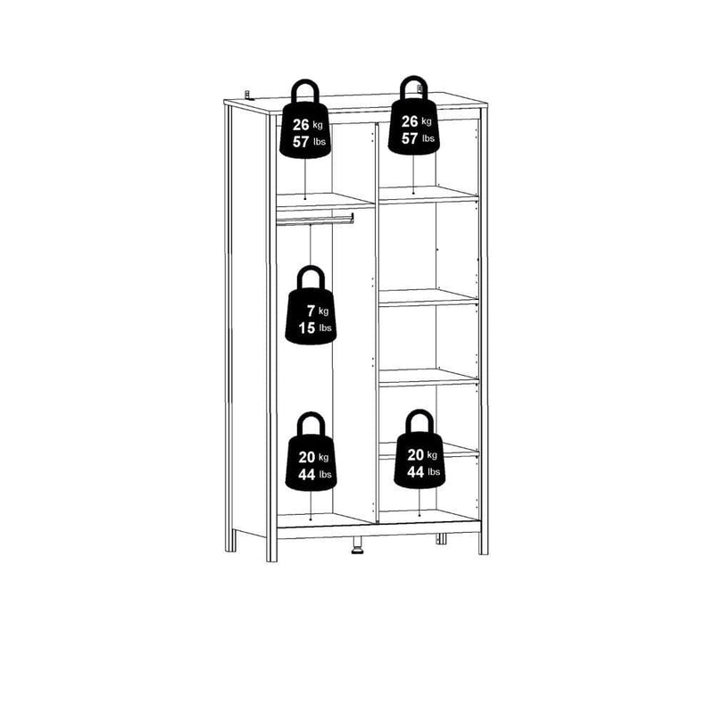 FTG Wardrobe Madrid Wardrobe With 2 Doors In Matt Black Bed Kings