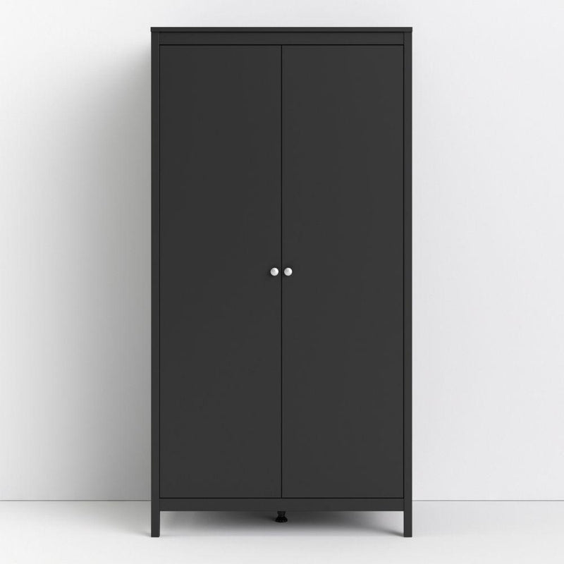FTG Wardrobe Madrid Wardrobe With 2 Doors In Matt Black Bed Kings