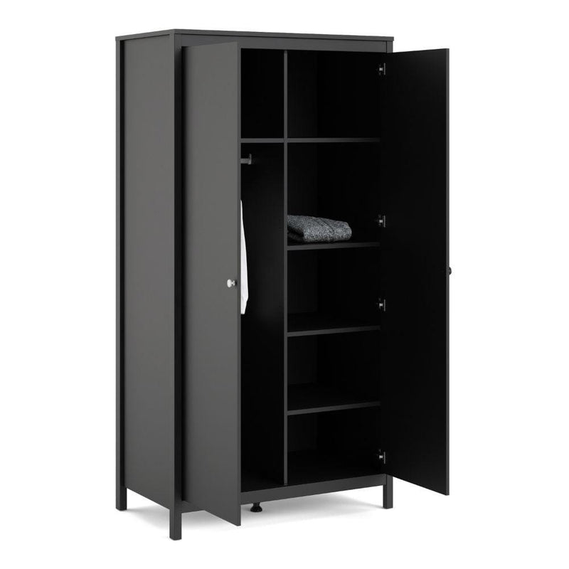 FTG Wardrobe Madrid Wardrobe With 2 Doors In Matt Black Bed Kings