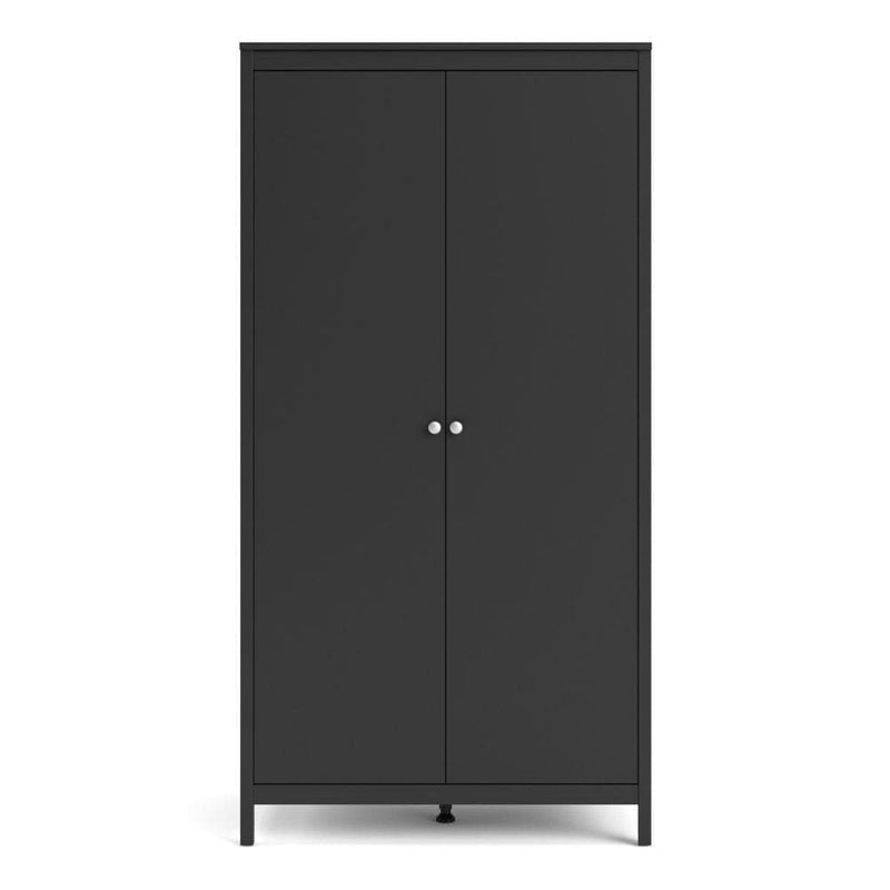 FTG Wardrobe Madrid Wardrobe With 2 Doors In Matt Black Bed Kings