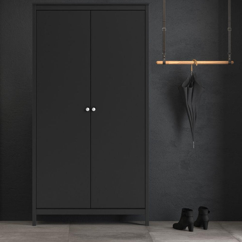 FTG Wardrobe Madrid Wardrobe With 2 Doors In Matt Black Bed Kings