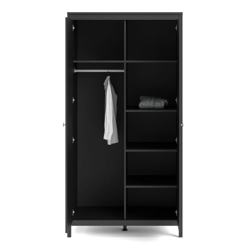 FTG Wardrobe Madrid Wardrobe With 2 Doors In Matt Black Bed Kings