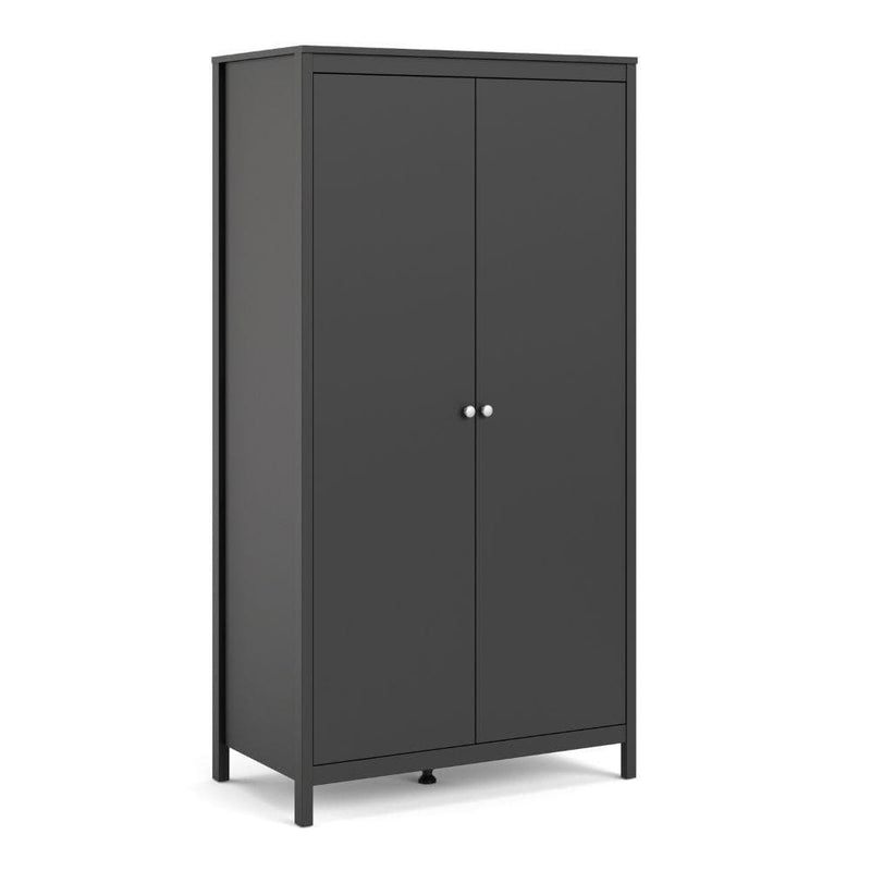 FTG Wardrobe Madrid Wardrobe With 2 Doors In Matt Black Bed Kings