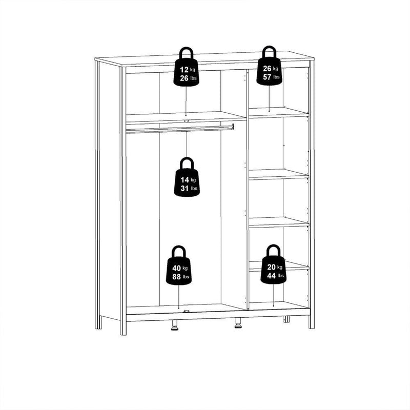 FTG Wardrobe Madrid Wardrobe With 3 Doors In Matt Black Bed Kings