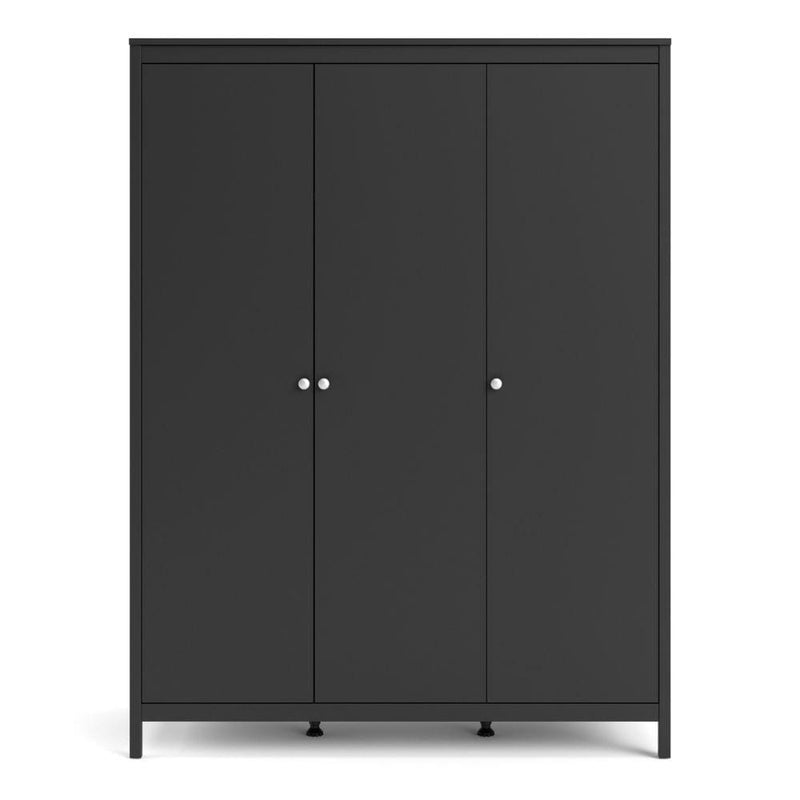 FTG Wardrobe Madrid Wardrobe With 3 Doors In Matt Black Bed Kings