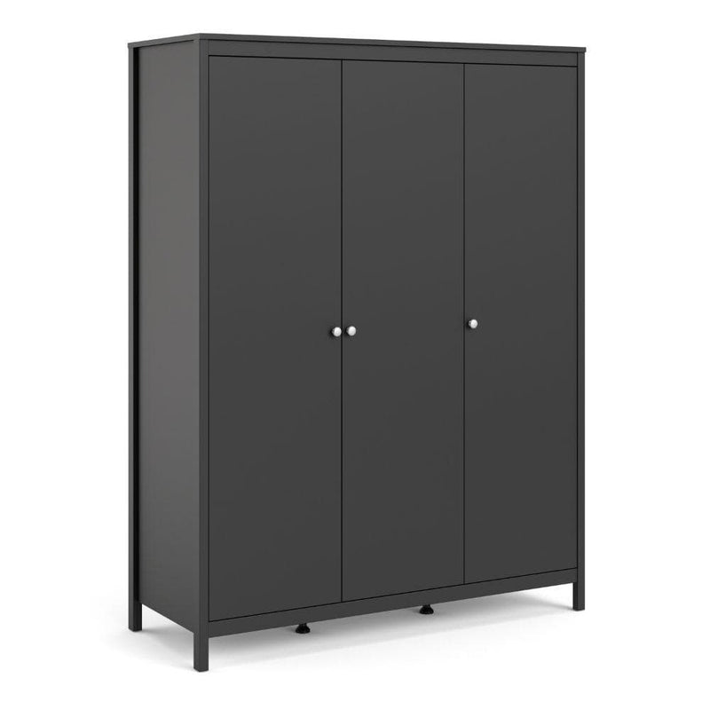 FTG Wardrobe Madrid Wardrobe With 3 Doors In Matt Black Bed Kings