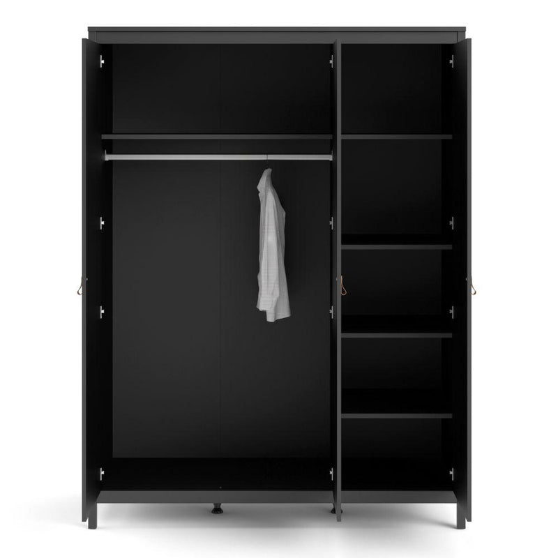 FTG Wardrobe Madrid Wardrobe With 3 Doors In Matt Black Bed Kings