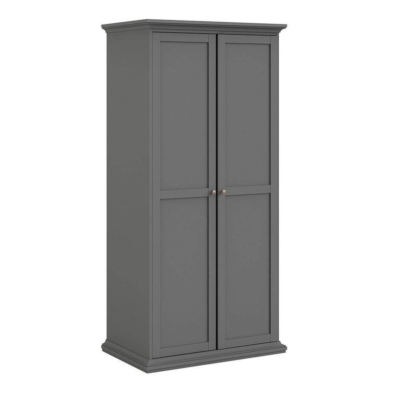 FTG Wardrobe Paris Wardrobe with 2 Doors in Matt Grey Bed Kings