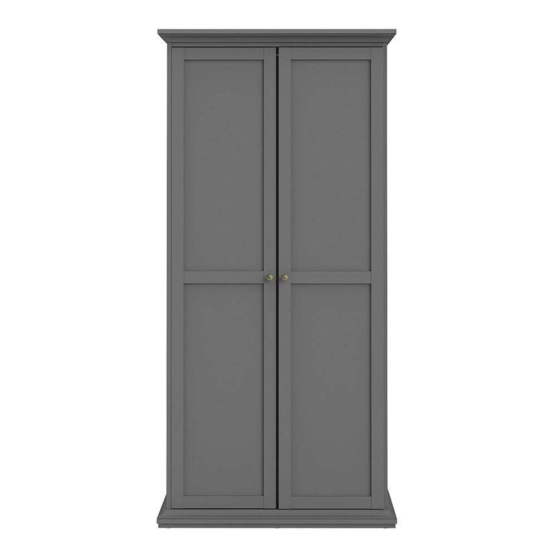 FTG Wardrobe Paris Wardrobe with 2 Doors in Matt Grey Bed Kings