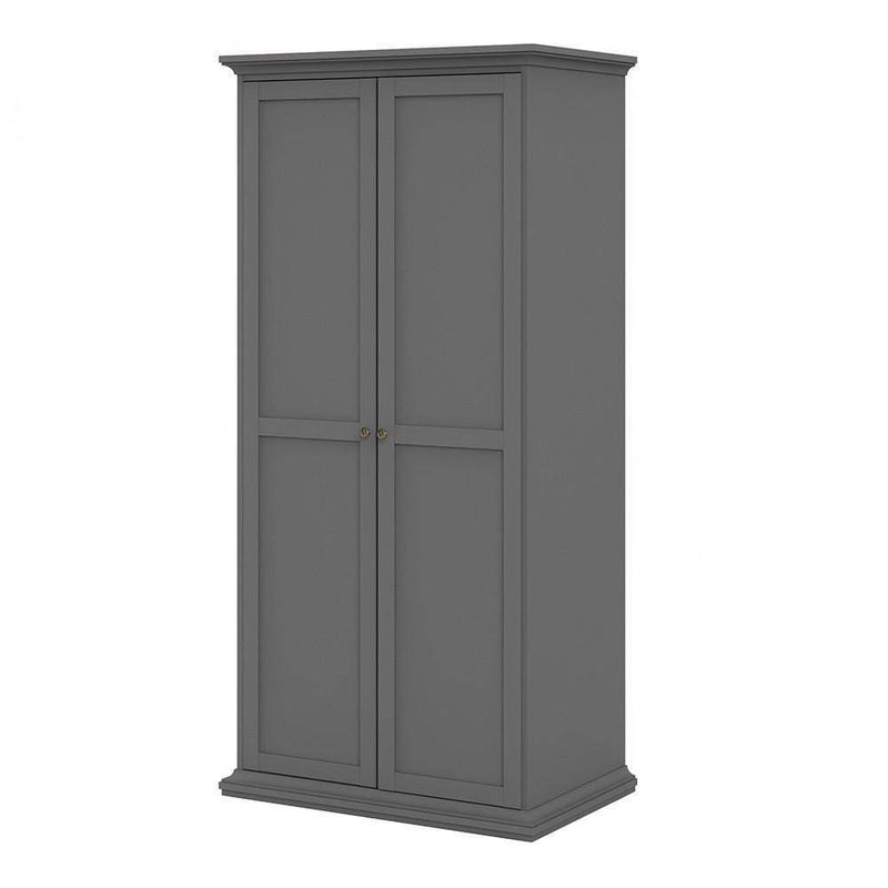 FTG Wardrobe Paris Wardrobe with 2 Doors in Matt Grey Bed Kings