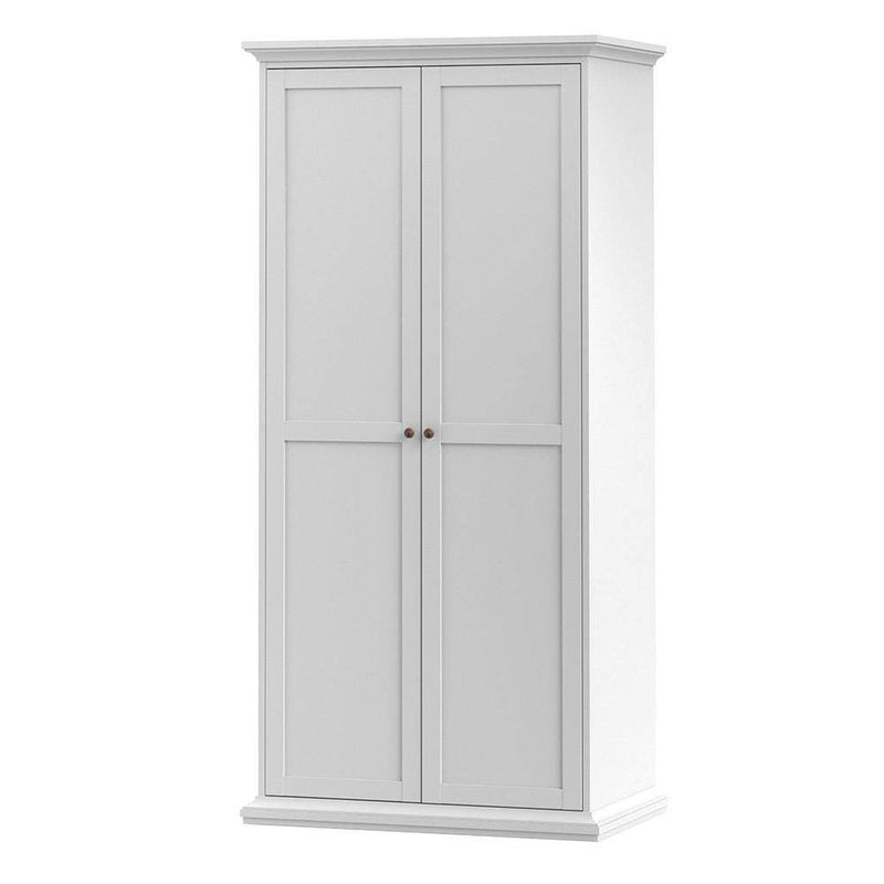 FTG Wardrobe Paris Wardrobe with 2 Doors in White Bed Kings