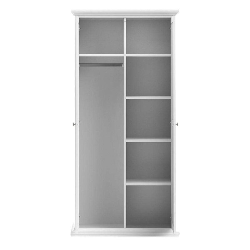 FTG Wardrobe Paris Wardrobe with 2 Doors in White Bed Kings