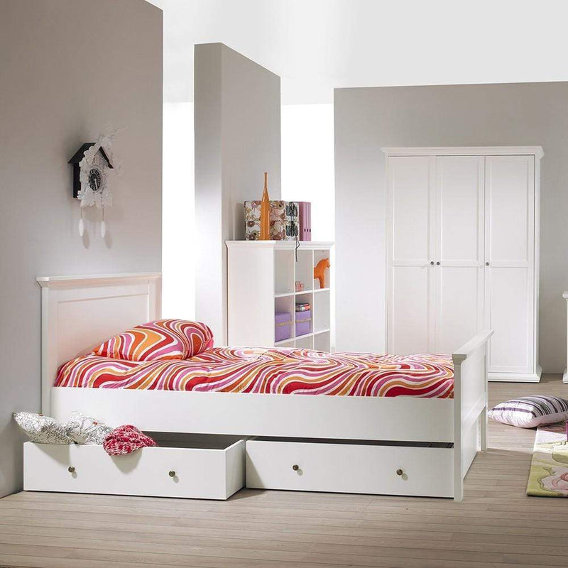 FTG Wardrobe Paris Wardrobe with 3 Doors in White Bed Kings