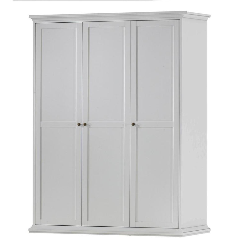 FTG Wardrobe Paris Wardrobe with 3 Doors in White Bed Kings