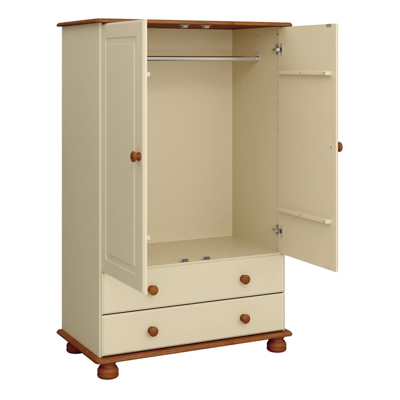 FTG Wardrobe Richmond 2 Dr Combi Cream & Pine Bed Kings