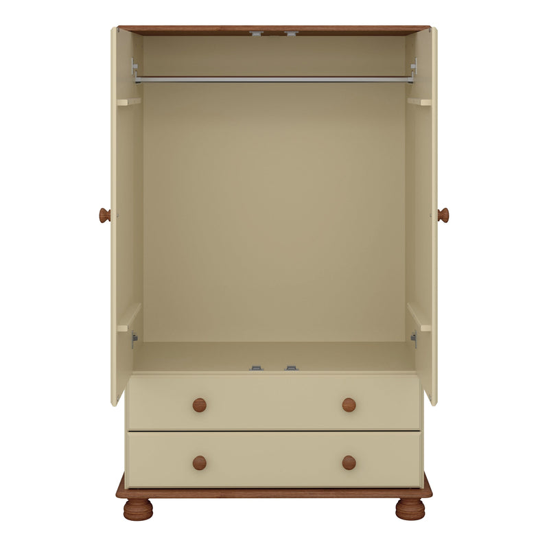 FTG Wardrobe Richmond 2 Dr Combi Cream & Pine Bed Kings