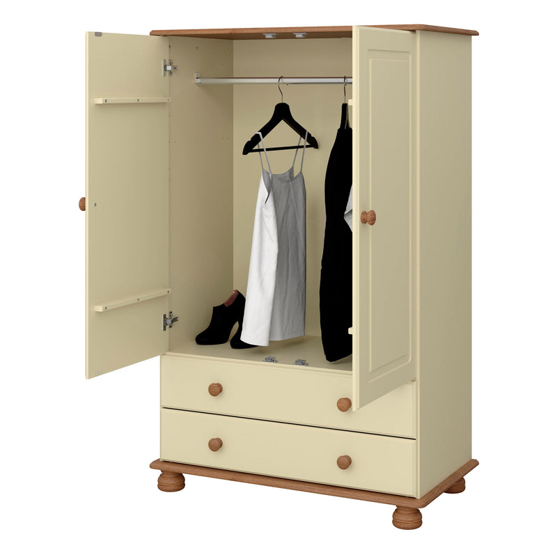FTG Wardrobe Richmond 2 Dr Combi Cream & Pine Bed Kings
