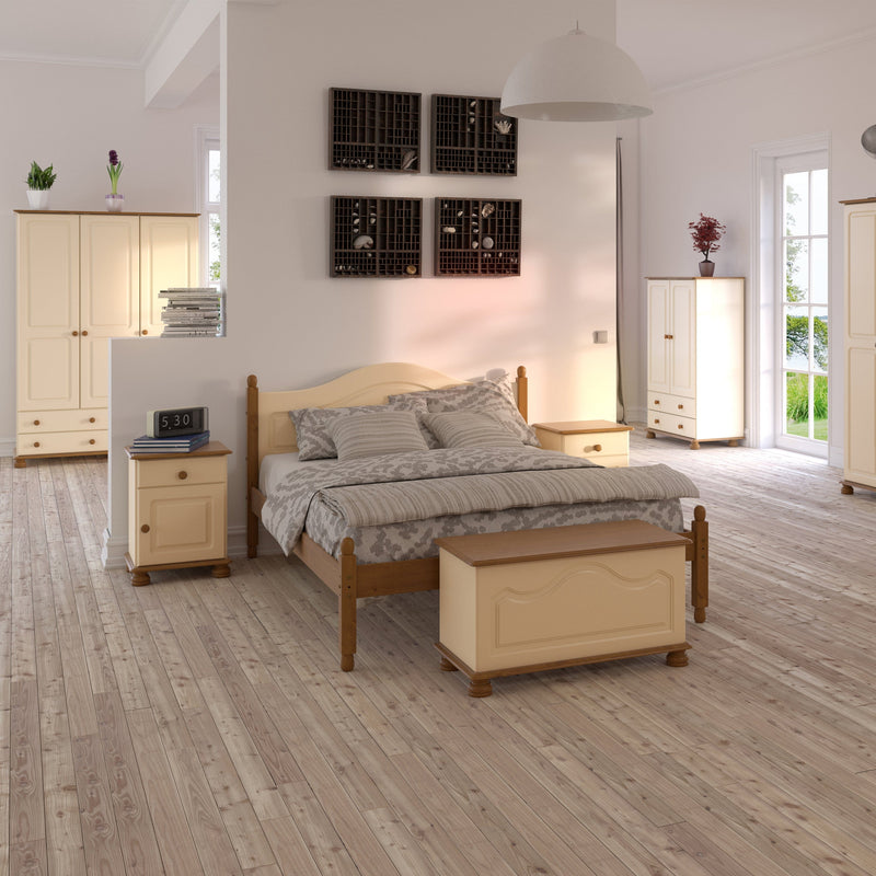 FTG Wardrobe Richmond 2 Dr Combi Cream & Pine Bed Kings