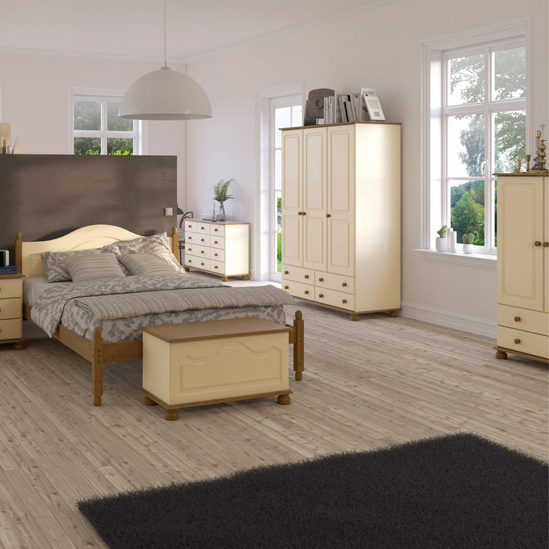 FTG Wardrobe Richmond 2 Dr Combi Cream & Pine Bed Kings