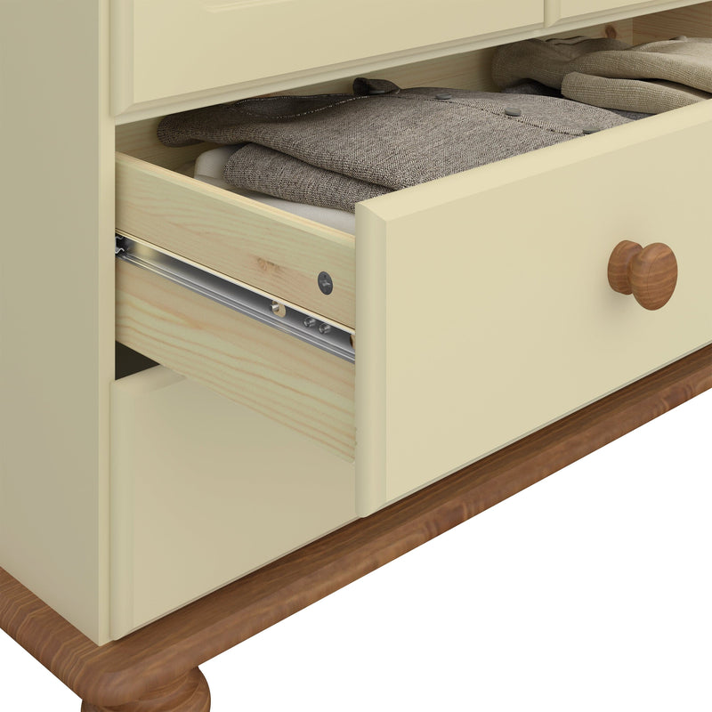 FTG Wardrobe Richmond 2 Dr Combi Cream & Pine Bed Kings