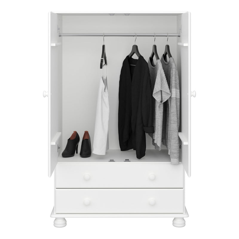 FTG Wardrobe Richmond 2 Dr Combi Off White Bed Kings