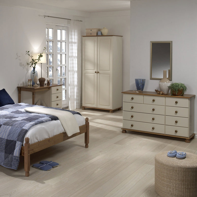 FTG Wardrobe Richmond 2 Dr Robe Cream & Pine Bed Kings