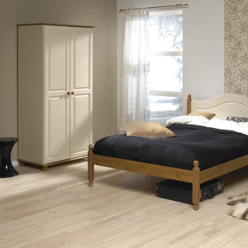 FTG Wardrobe Richmond 2 Dr Robe Cream & Pine Bed Kings
