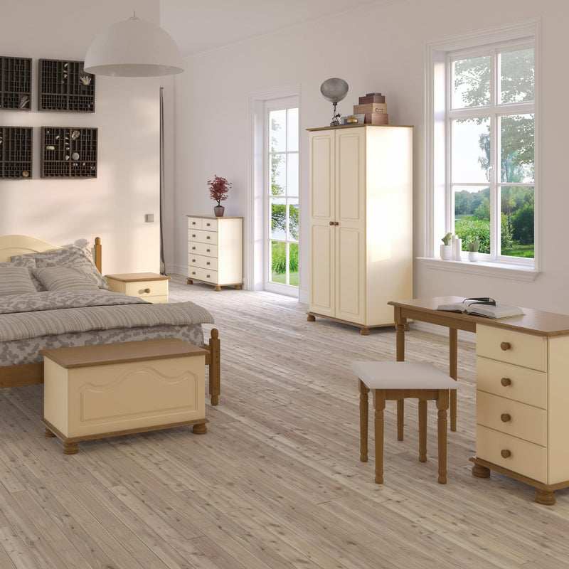 FTG Wardrobe Richmond 2 Dr Robe Cream & Pine Bed Kings