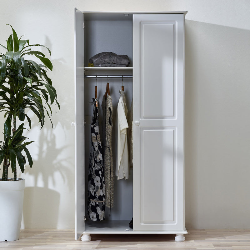 FTG Wardrobe Richmond 2 Dr Robe Off White Bed Kings