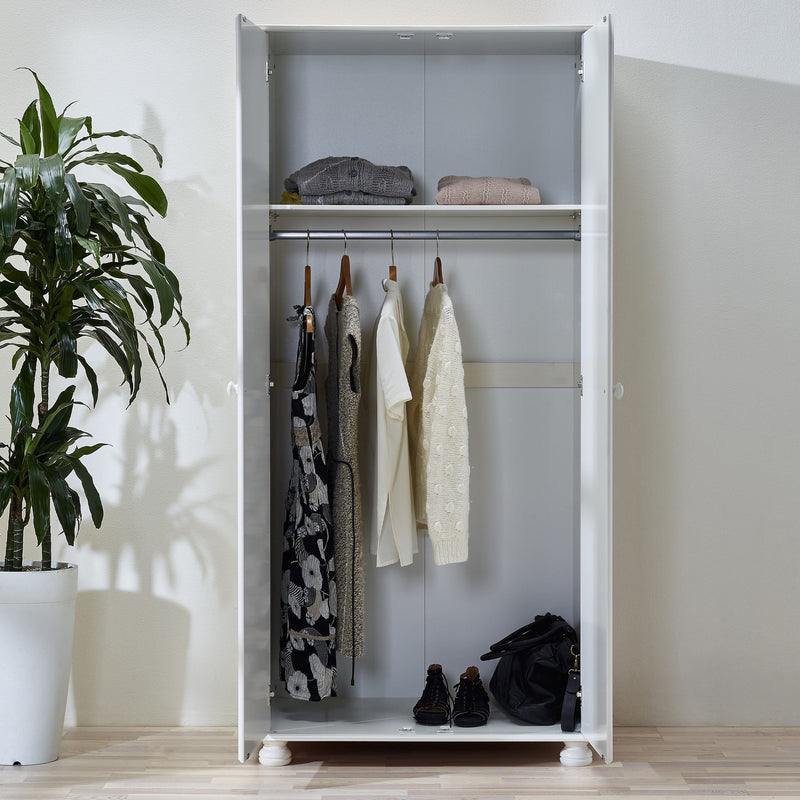 FTG Wardrobe Richmond 2 Dr Robe Off White Bed Kings
