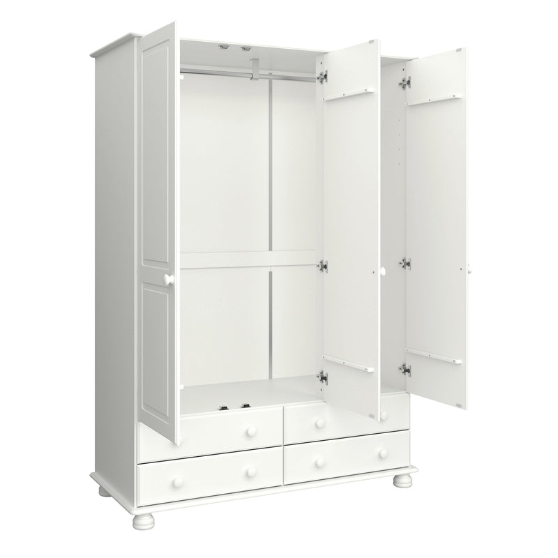 FTG Wardrobe Richmond 3 Dr 4 Drw Wardrobe Off White Bed Kings