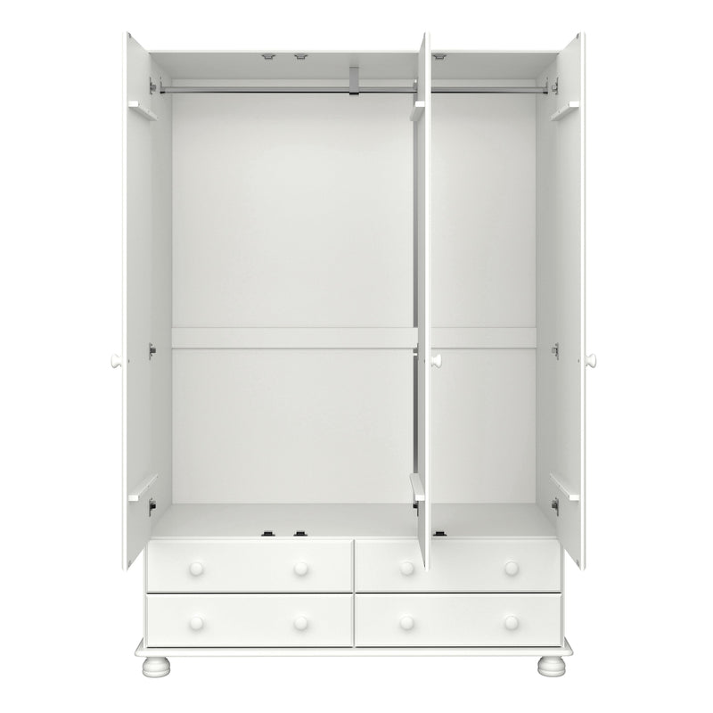 FTG Wardrobe Richmond 3 Dr 4 Drw Wardrobe Off White Bed Kings