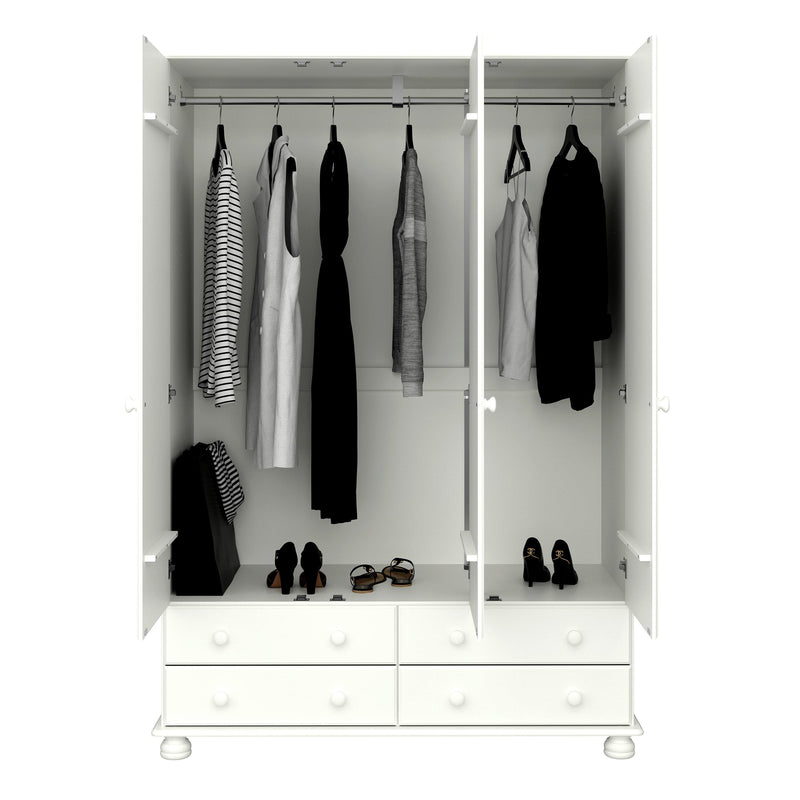 FTG Wardrobe Richmond 3 Dr 4 Drw Wardrobe Off White Bed Kings