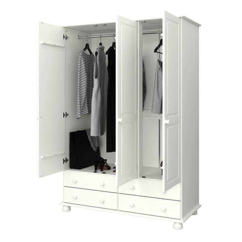 FTG Wardrobe Richmond 3 Dr 4 Drw Wardrobe Off White Bed Kings