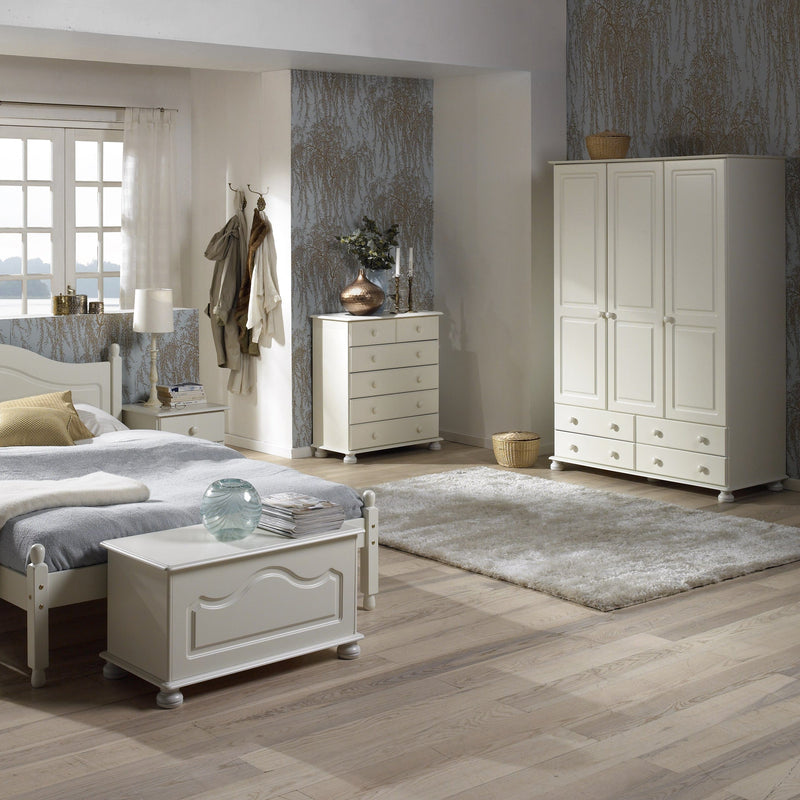 FTG Wardrobe Richmond 3 Dr 4 Drw Wardrobe Off White Bed Kings